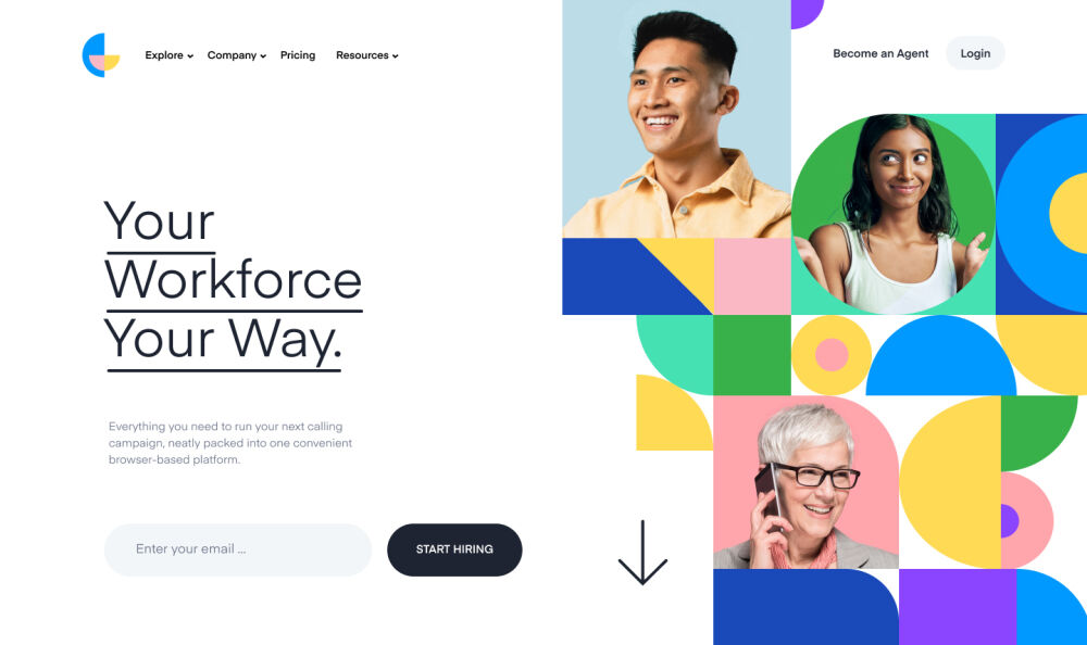 website met een combinatie van een illustratie en een hero-afbeelding