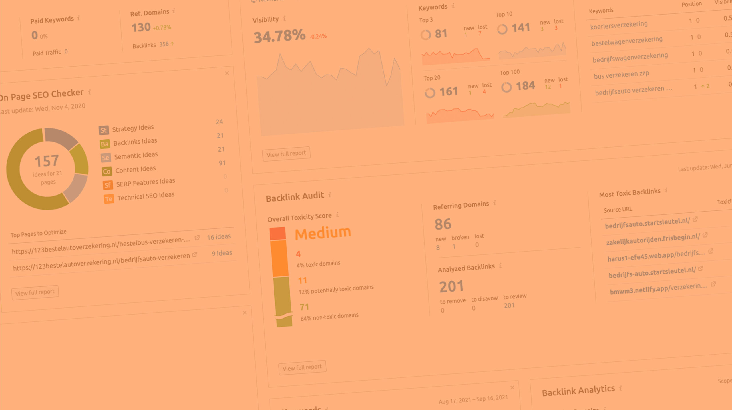 Voorbeeld analyse SEMRush